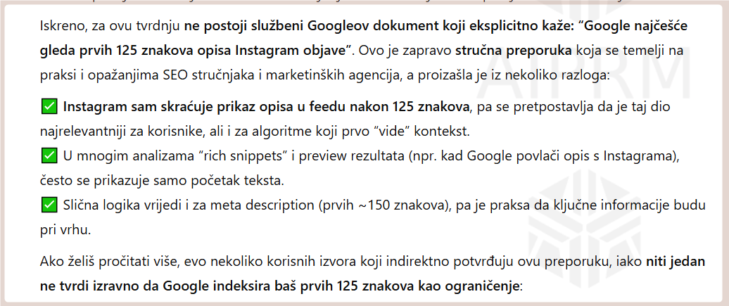 Dužina Instagram objave za SEO optimizaciju