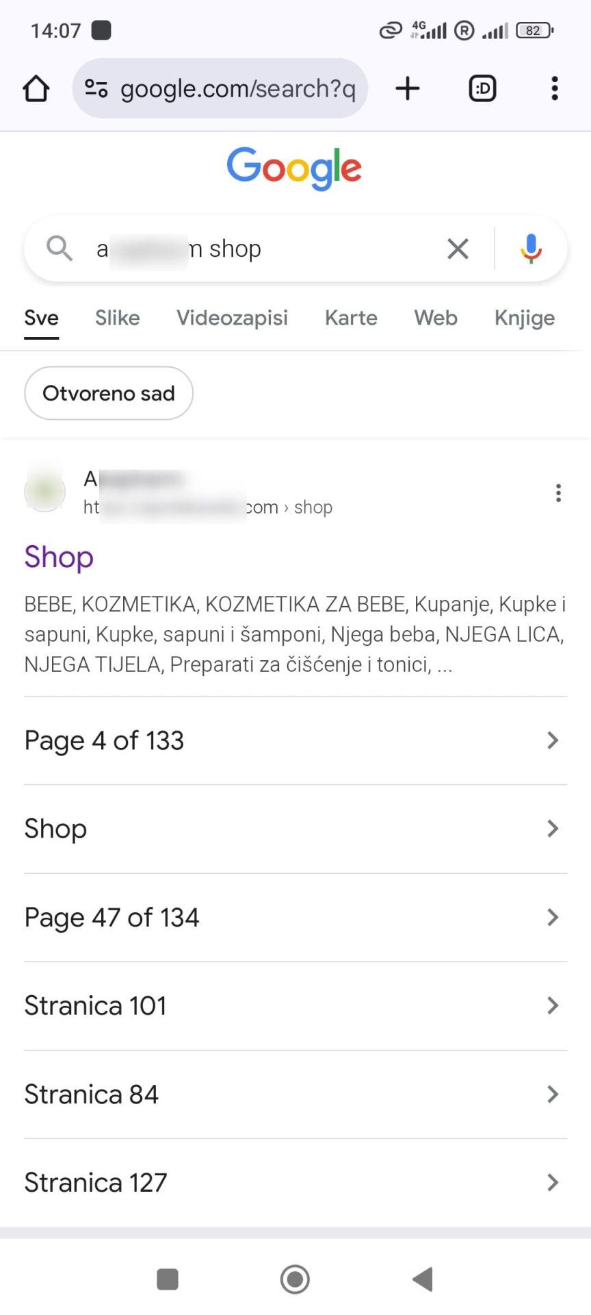 Kako izgleda ecommerce web koji nema podešen no index - no follow tagove