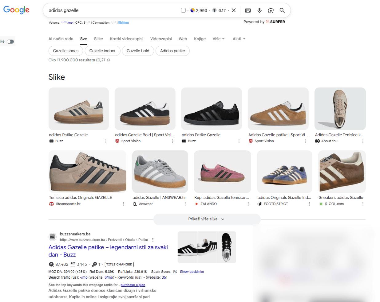 SEO optimizacija slika za web 3 Prikaz slika u pretraživanju proizvoda na Googleu