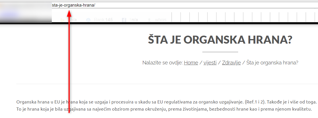 URL struktura SEO teksta